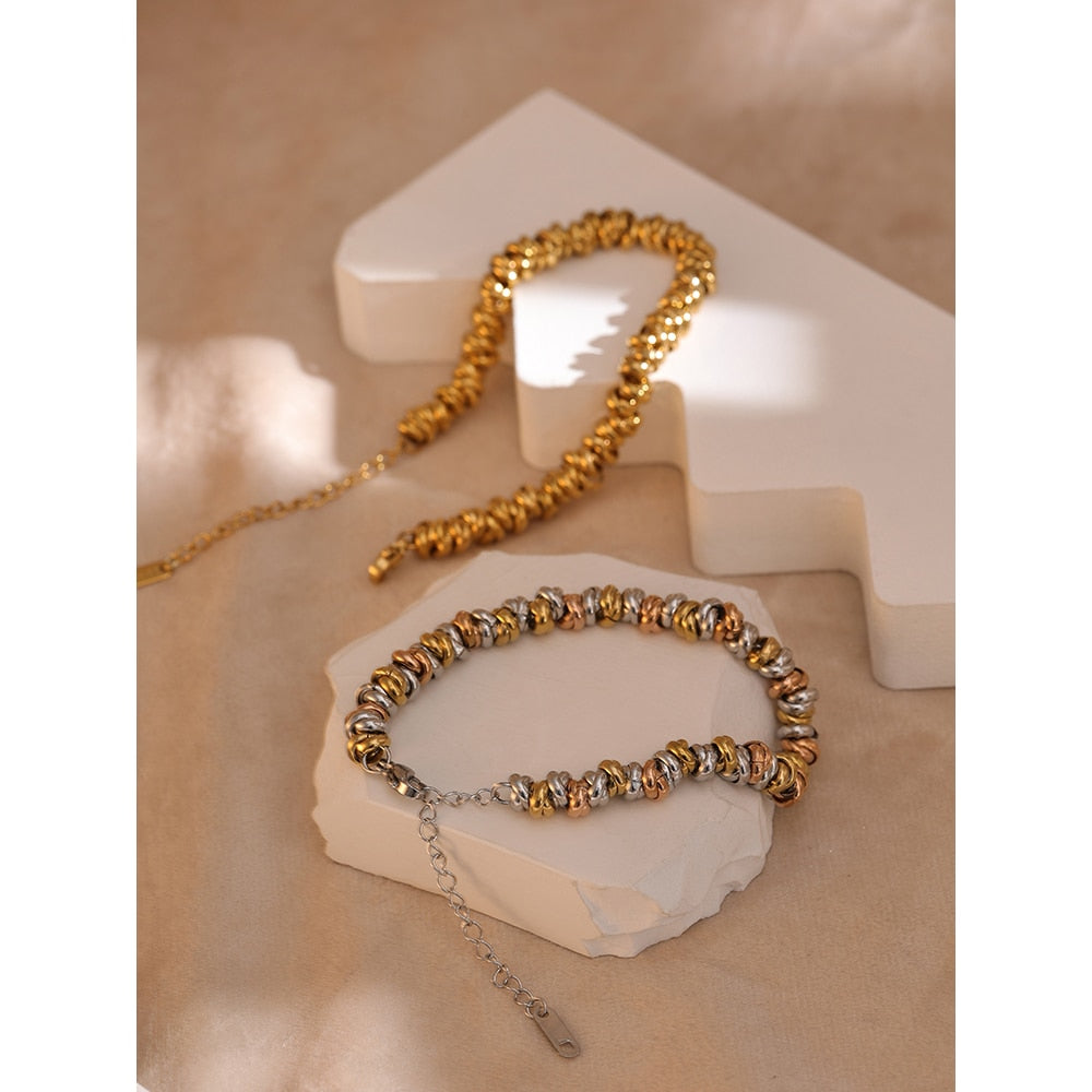 Luxury 18k Gold Plated Irregular Link Bracelet – Adjustable