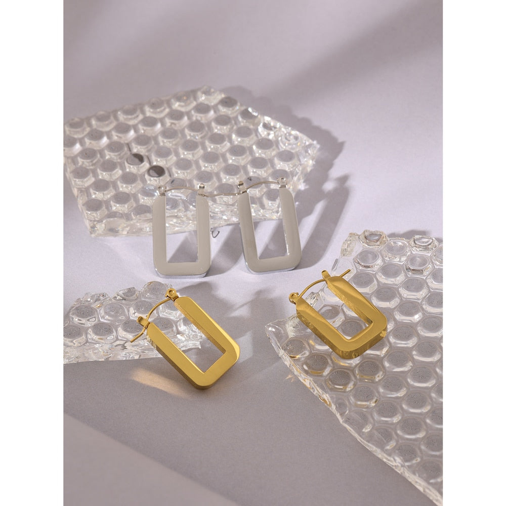 Square Hoop 18k Gold-Plated Earrings