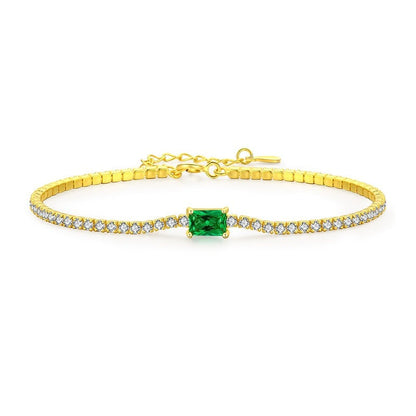 18k Gold-Plated Emerald Zirconia Bracelet