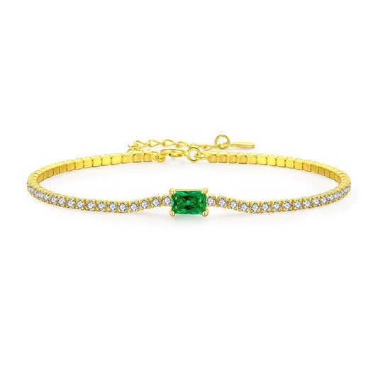 18k Gold-Plated Emerald Zirconia Bracelet