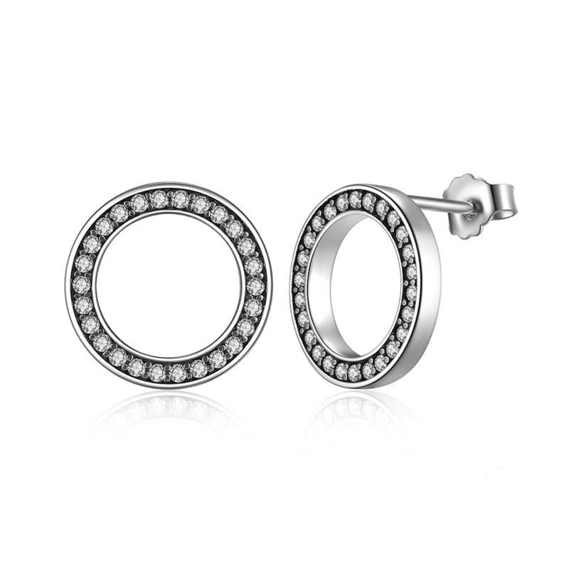 925 Sterling Silver Cycle Zirconia Earrings