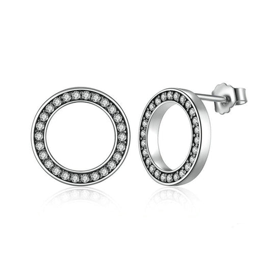 925 Sterling Silver Cycle Zirconia Earrings