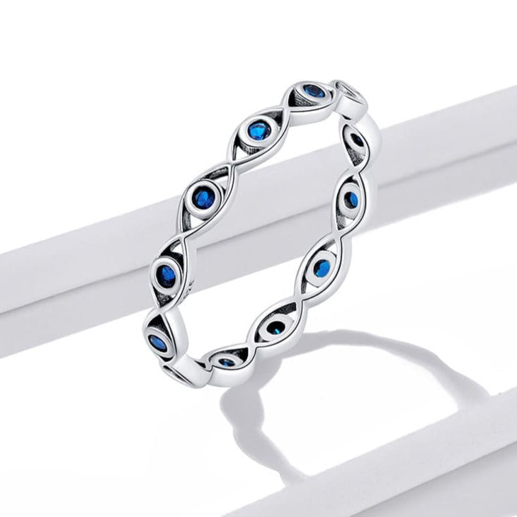 925 Sterling Silver Blue Evil Eye Ring