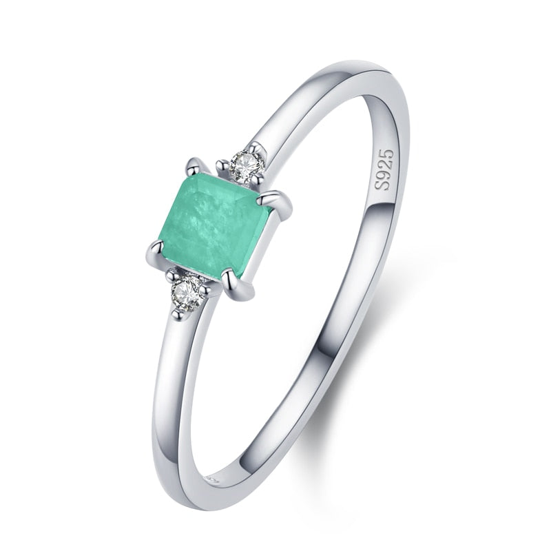 Square Paraíba Tourmaline Ring in 925 Sterling Silver