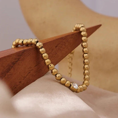 18k Gold-Plated Beaded Bracelet with Zirconia Detail