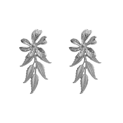 18k Gold-Plated Long Delicate Flower Earrings