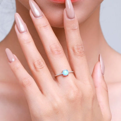 925 Silver Round Opal Ring