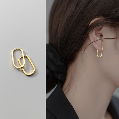 925 Sterling Silver Rounded Rectangular Hoop Earrings