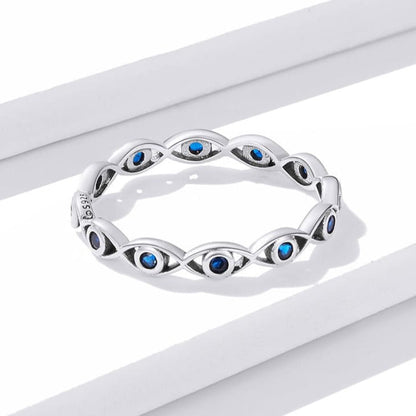 925 Sterling Silver Blue Evil Eye Ring