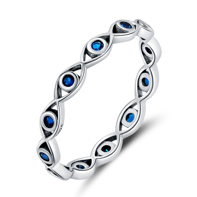 925 Sterling Silver Blue Evil Eye Ring