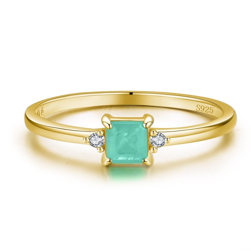 Square Paraíba Tourmaline Ring in 925 Sterling Silver