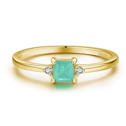 Square Paraíba Tourmaline Ring in 925 Sterling Silver