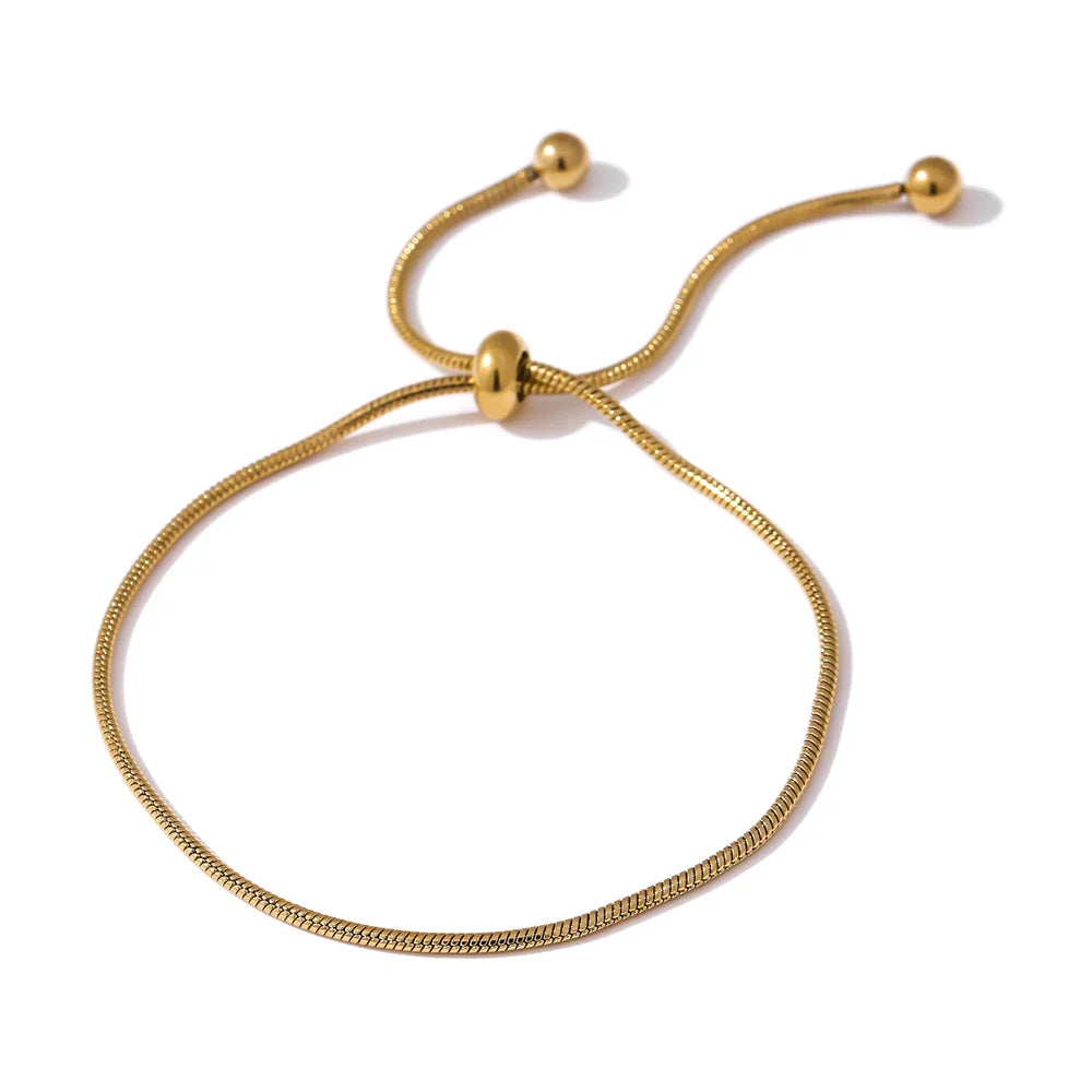 Adjustable Minimalist Cylindrical Bracelet in 18k Gold Plating