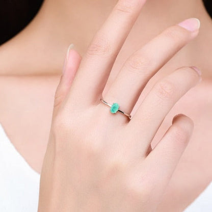 Genuine Paraíba Tourmaline Oval Ring in 925 Sterling Silver