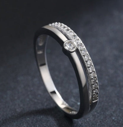 925 Sterling Silver Double Cubic Zirconia Ring