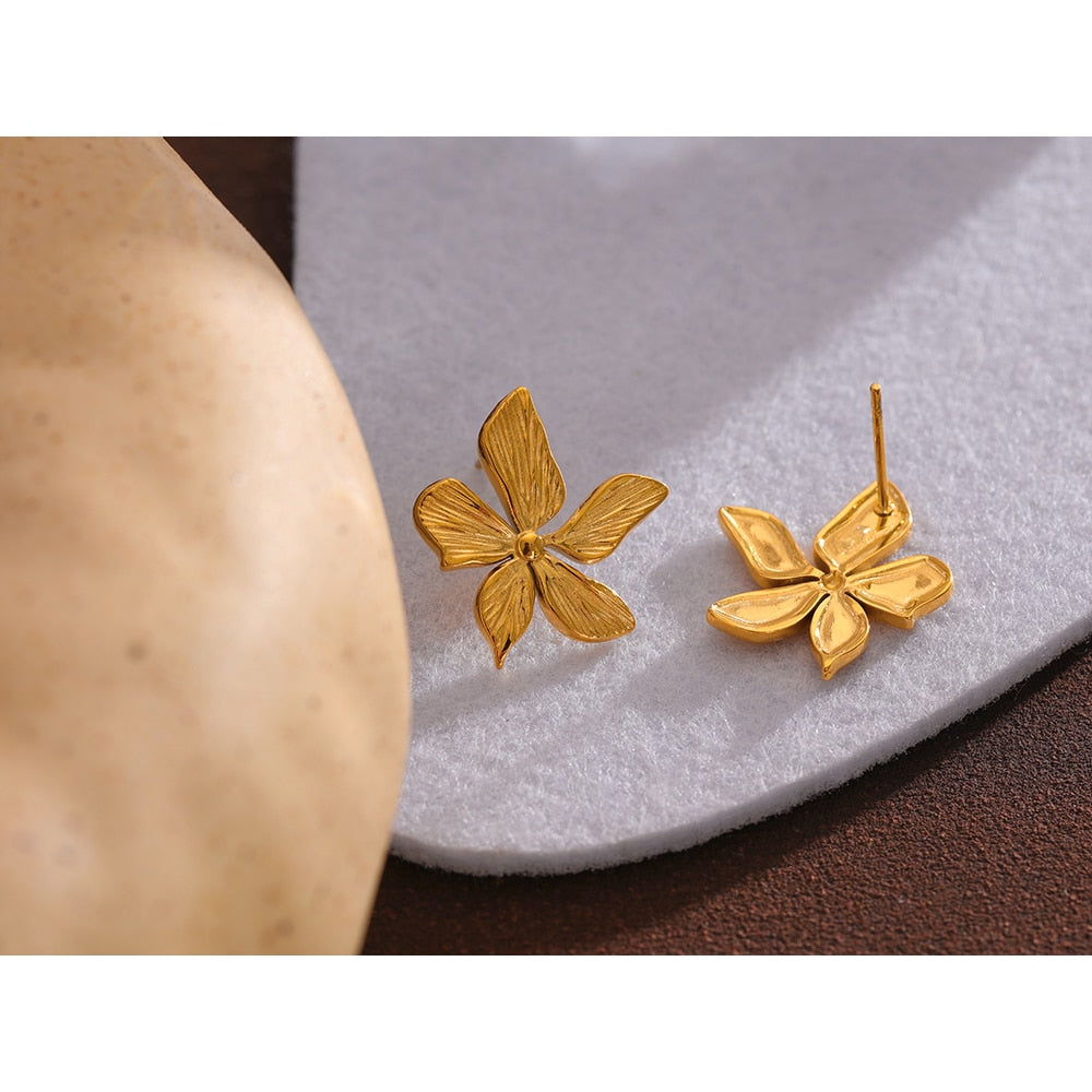18k Gold-Plated Modern Floral Earrings