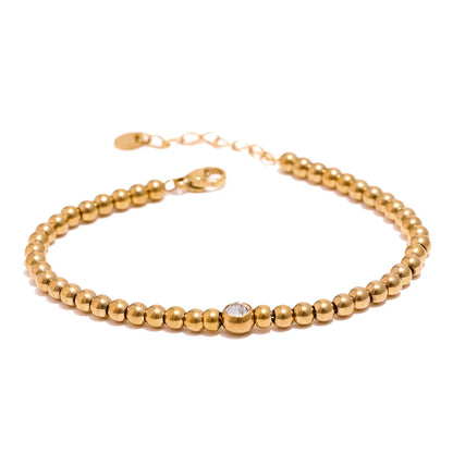 18k Gold-Plated Beaded Bracelet with Zirconia Detail
