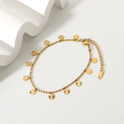 Minimalist Textured Sphere Bracelet – 18k Gold-Plated