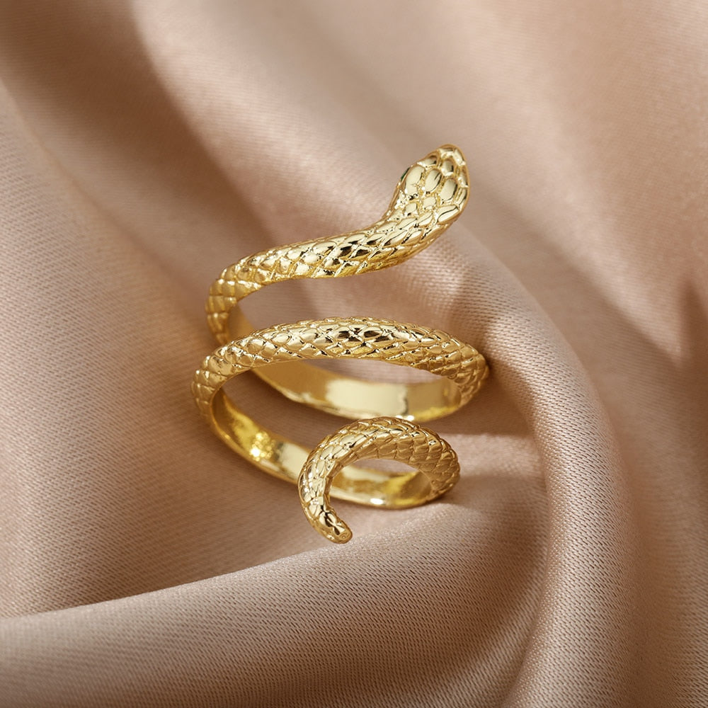 Elegant 18k Gold Plated Snake Ring – Adjustable Fit