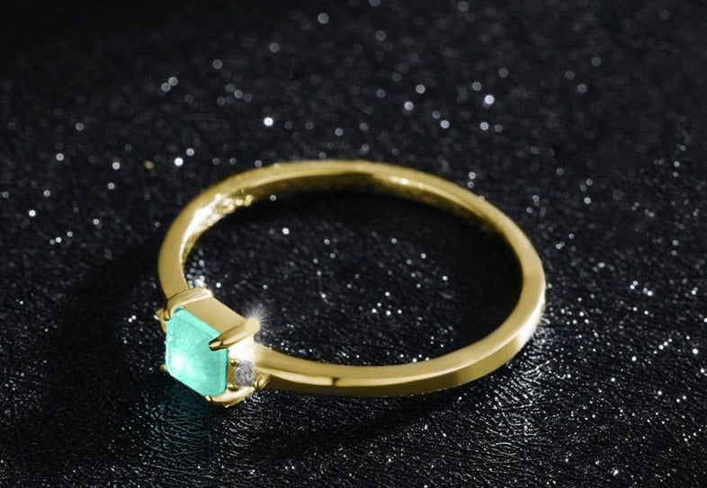Square Paraíba Tourmaline Ring in 925 Sterling Silver