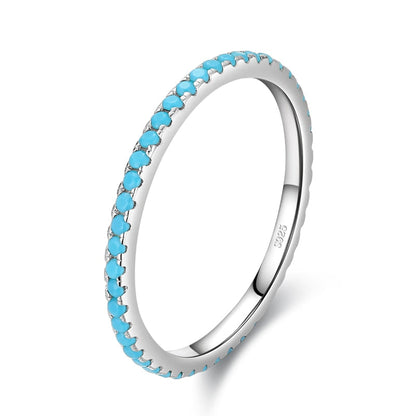 925 Sterling Silver Pavé Turquoise Ring