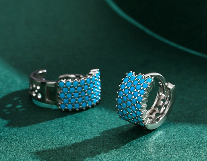 Vintage Turquoise Earrings in 925 Sterling Silver
