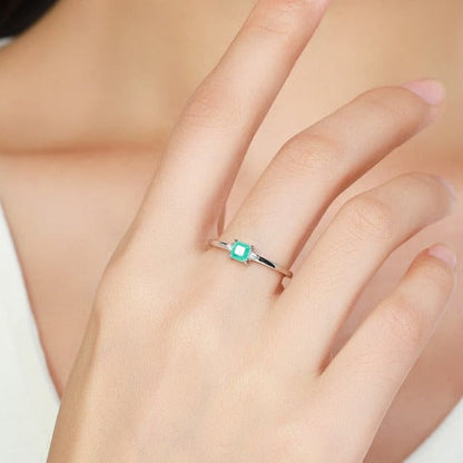 Square Paraíba Tourmaline Ring in 925 Sterling Silver