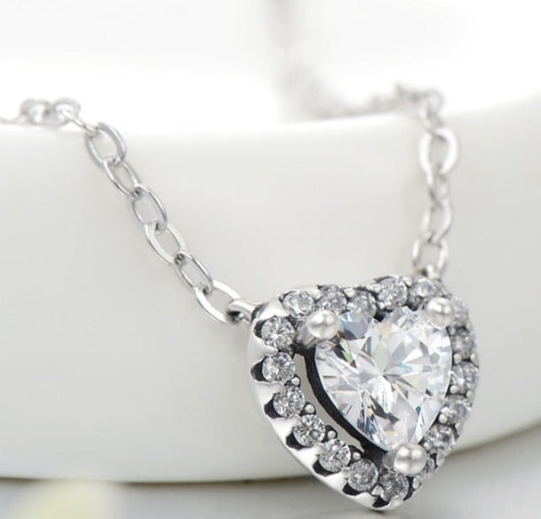 925 Sterling Silver Double Heart Zirconia Necklace