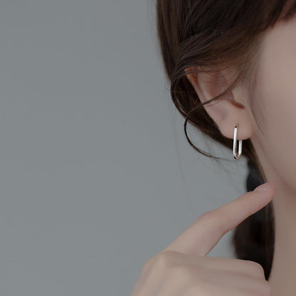 925 Sterling Silver Rounded Rectangular Hoop Earrings