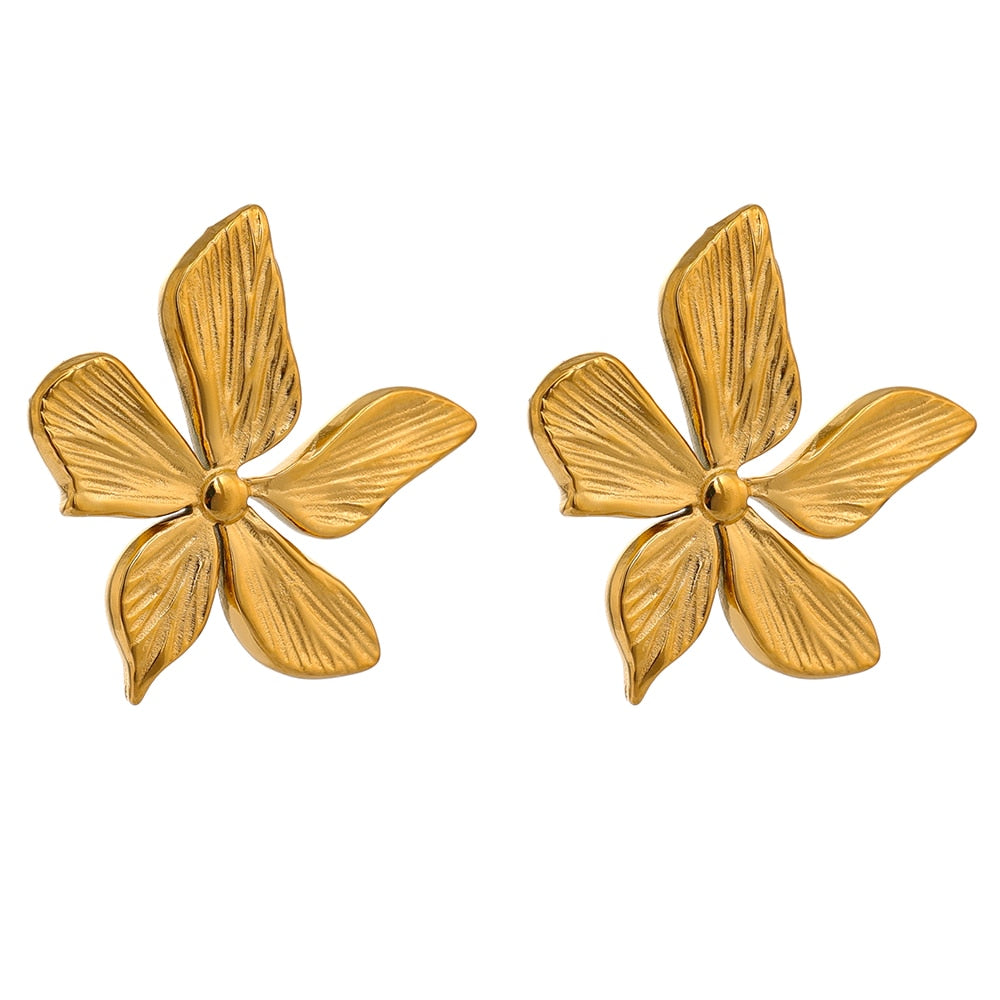 18k Gold-Plated Modern Floral Earrings