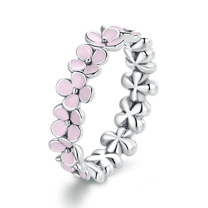 Sterling Silver Pink Flower Ring
