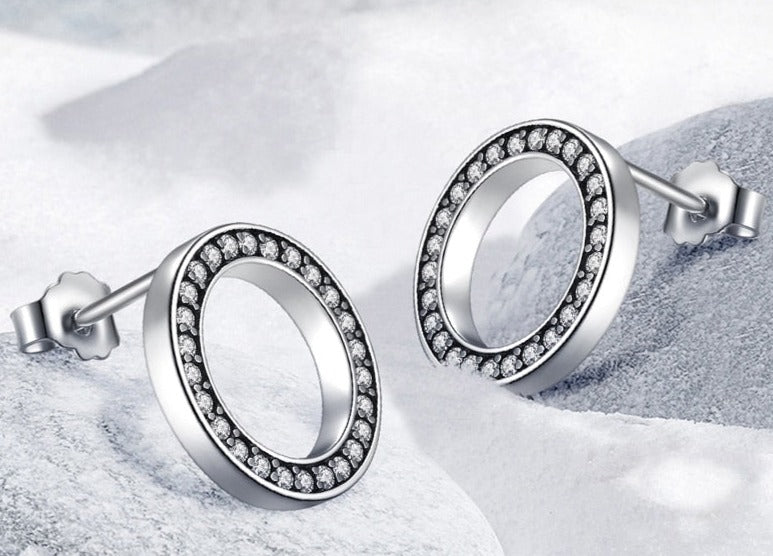 925 Sterling Silver Cycle Zirconia Earrings