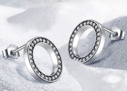 925 Sterling Silver Cycle Zirconia Earrings