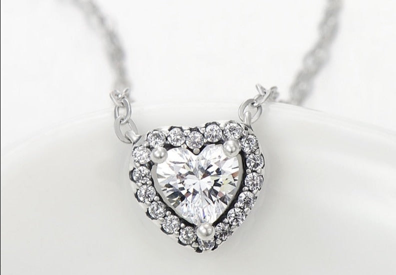 925 Sterling Silver Double Heart Zirconia Necklace
