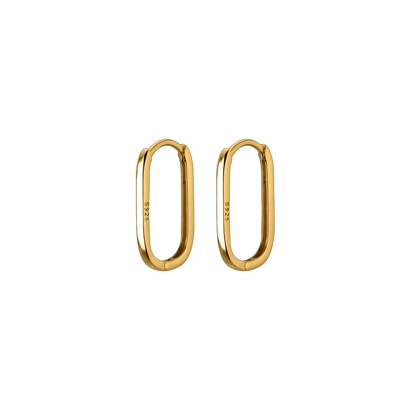 925 Sterling Silver Rounded Rectangular Hoop Earrings