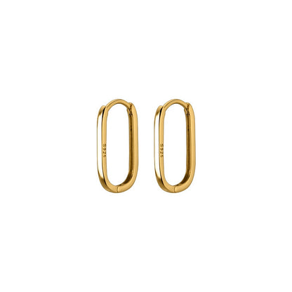 925 Sterling Silver Rounded Rectangular Hoop Earrings