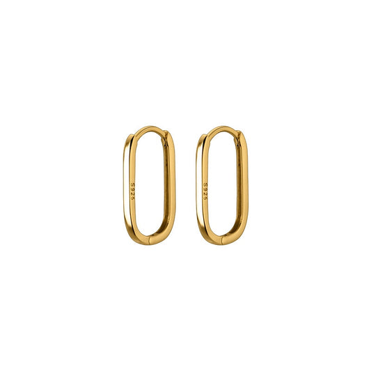 925 Sterling Silver Rounded Rectangular Hoop Earrings