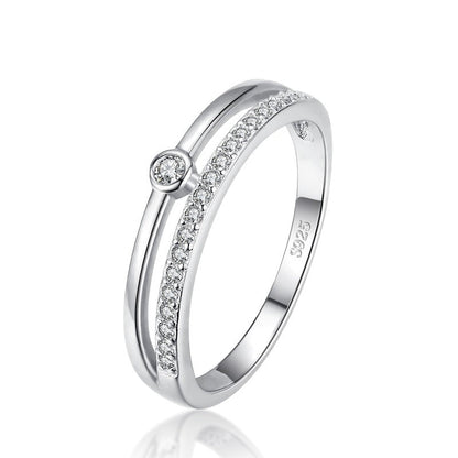 925 Sterling Silver Double Cubic Zirconia Ring