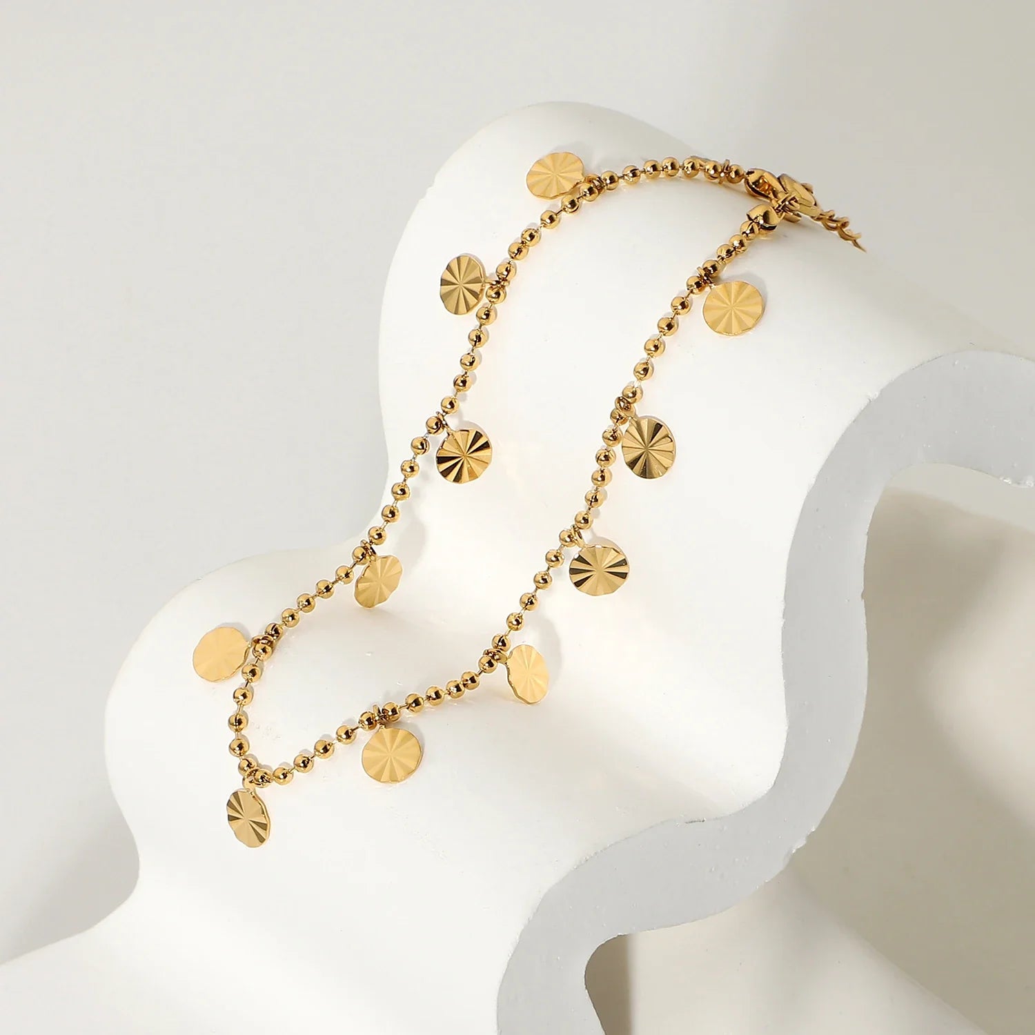 Minimalist Textured Sphere Bracelet – 18k Gold-Plated