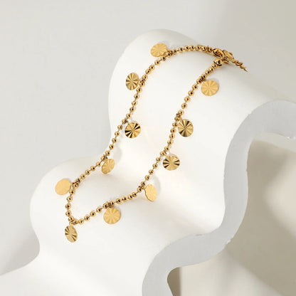 Minimalist Textured Sphere Bracelet – 18k Gold-Plated