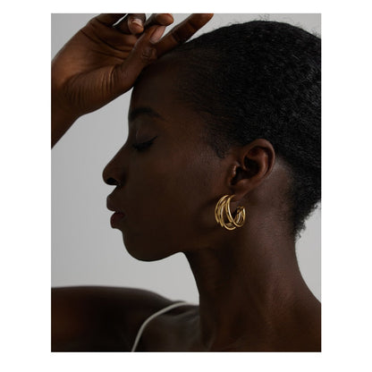 18k Gold-Plated Interlaced Multi-Hoop Earrings