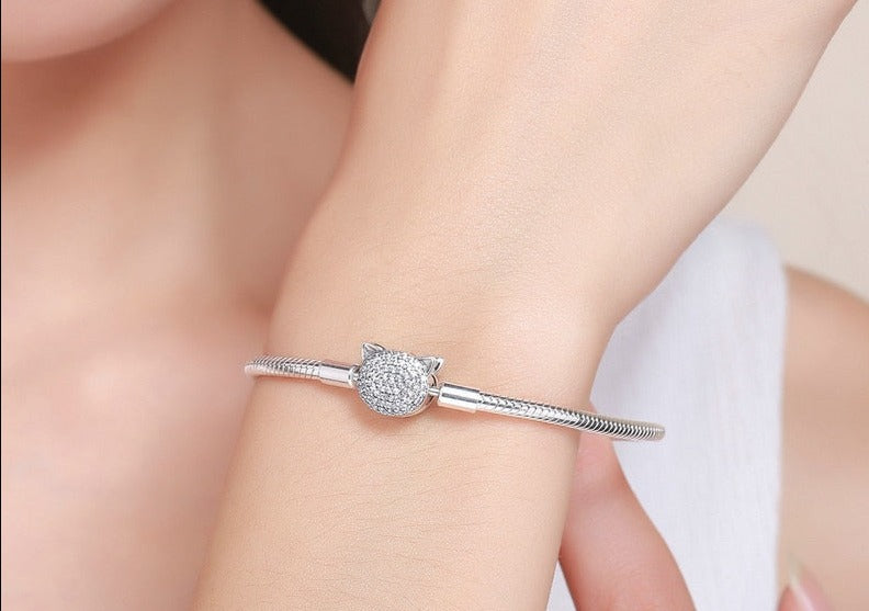 Cute Cat Bracelet in 925 Sterling Silver