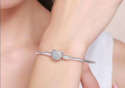 Cute Cat Bracelet in 925 Sterling Silver