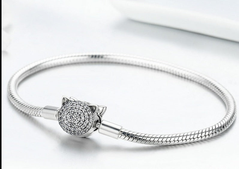 Cute Cat Bracelet in 925 Sterling Silver