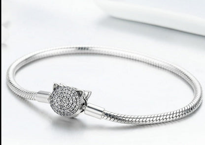 Cute Cat Bracelet in 925 Sterling Silver
