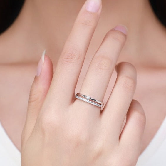 925 Sterling Silver Double Cubic Zirconia Ring