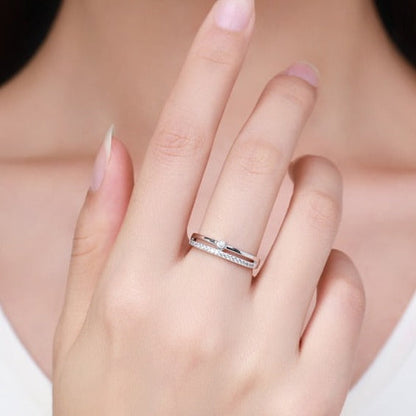 925 Sterling Silver Double Cubic Zirconia Ring