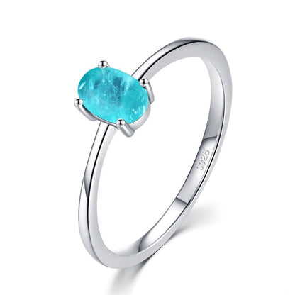 Genuine Paraíba Tourmaline Oval Ring in 925 Sterling Silver