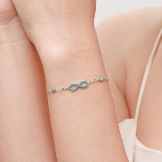 Infinity Bracelet in 925 Sterling Silver with Turquoise