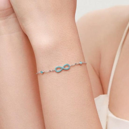 Infinity Bracelet in 925 Sterling Silver with Turquoise